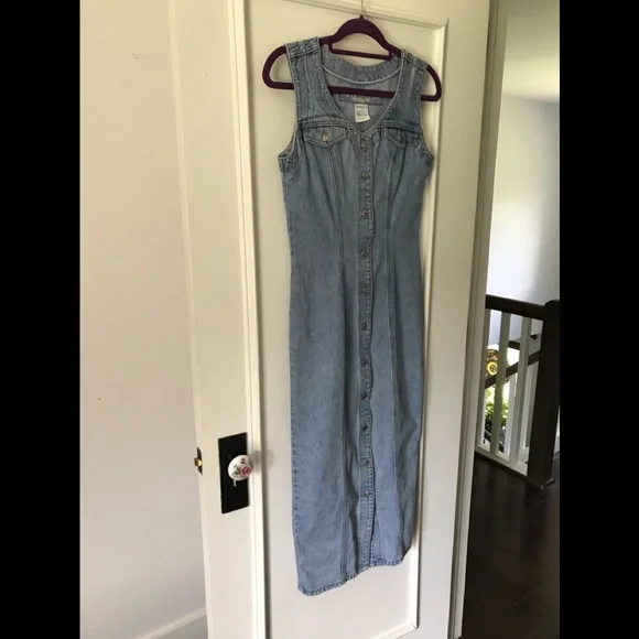 Z. Cavaricci Vintage Button Down Denim Dress Vneck Sleeveless Mint Condition - Picture 14 of 15